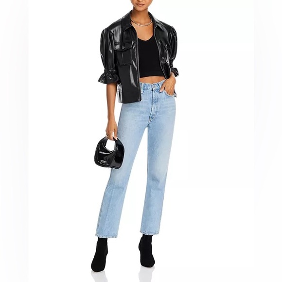 cinq a sept Jackets & Blazers - Like-New Cinq à Sept Women’s Faux Leather Puff Sleeve Jacket Size S in Black